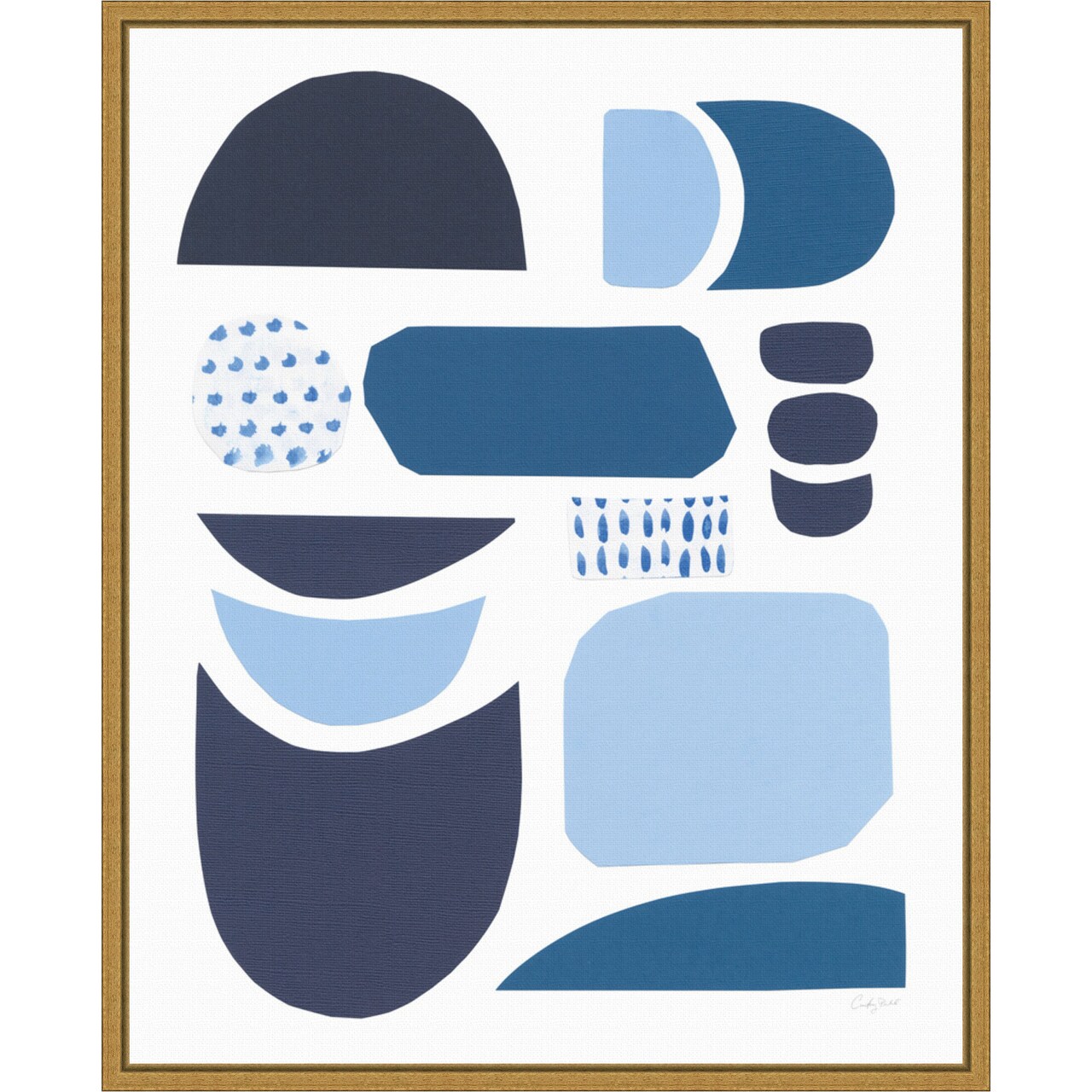Cozy Cottage Blues I by Courtney Prahl 16-in. W x 20-in. H. Canvas Wall Art Print Framed in Gold